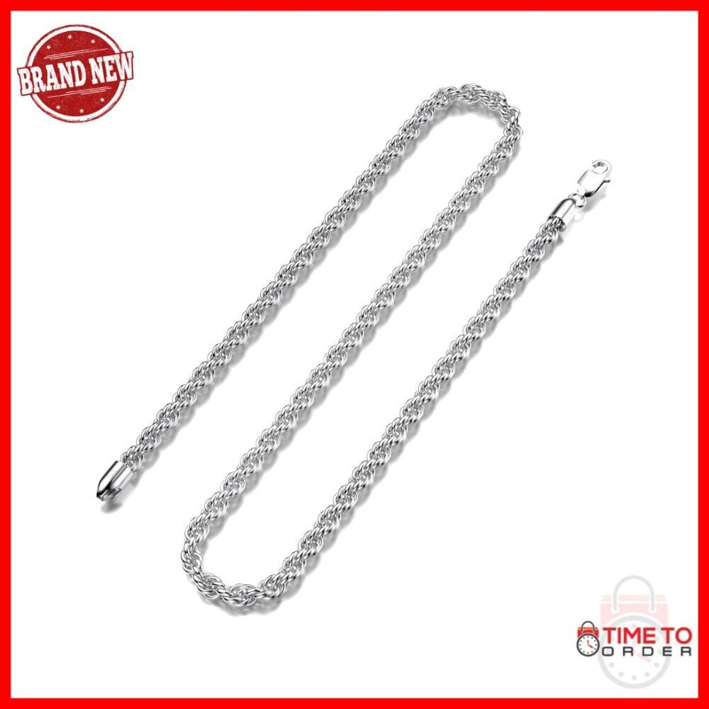 Sterling Silver Rope Chain Necklace 16-30 Inches Lobster Clasp Unisex